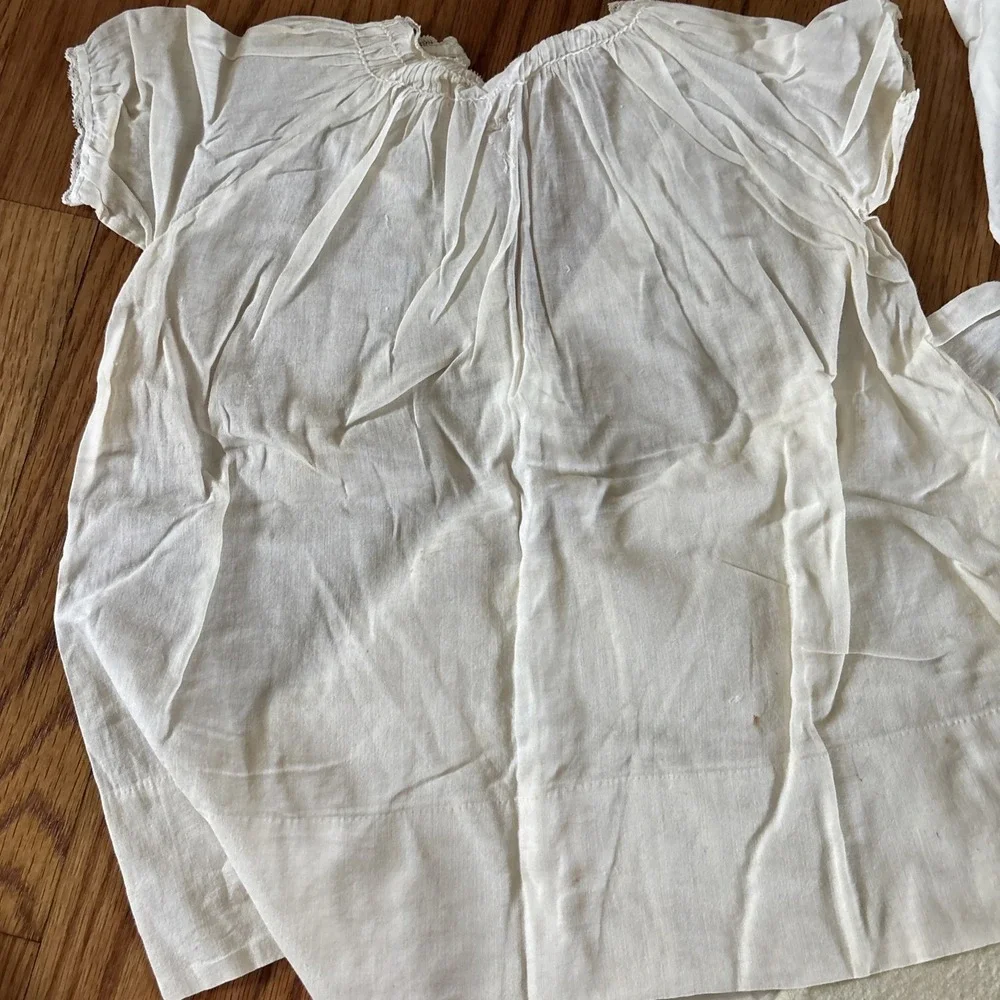4 ANTIQUE VICTORIAN WHITES BABY DRESSES LONG GOWNS SIZE 6 MOS TO 1 YR W/ Sweater
